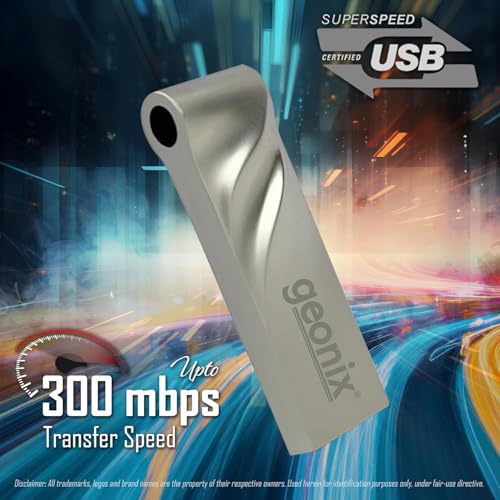 Image of Geonix 64 GB 3.2 Pendrive, Lightweight, Keyring Design, 5 Years Warranty (Grey)