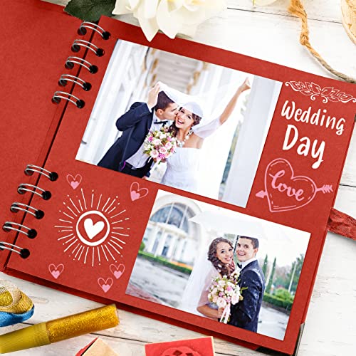 image for Bstorify Square Scrapbook Photo Albums 7 x 7 Inch Red Thick Paper, Har