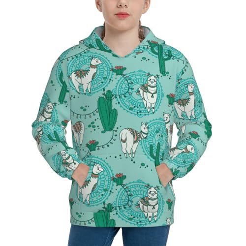 Alapaca in Boho Kid Hoodies Boys Sweatshirts Girls Pullover with Pocket
