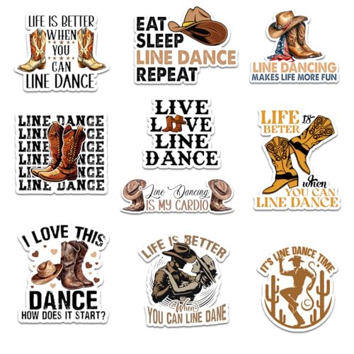 10 Pcs Line Dance Stickers Pack, Country Western Vinyl Decals