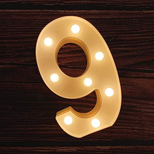 Image of Marquee 9 Number Shaped LED Light Lamp for Decoration Decore Walls Hanging Birthday Party Wedding (Nine)