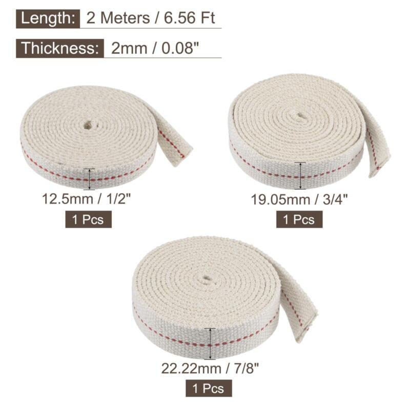 Tool parts Oil Lamp Wick Kit Cotton 1/2 Inch 3/4 Inch 7/8 Inch Flat Wide 2m With Red Stitch