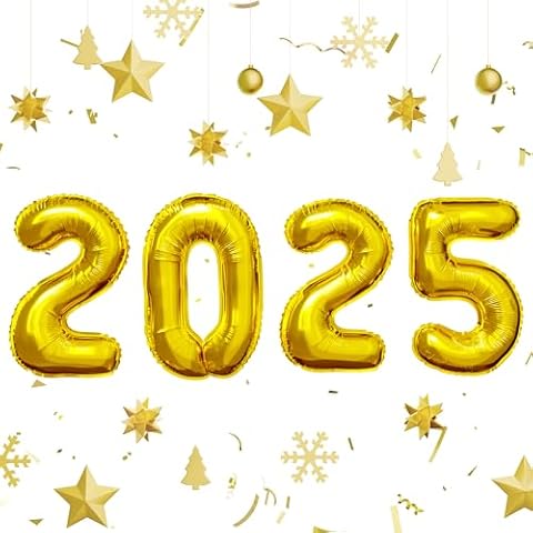 Bezente 2025 balloons - 42 Inch 2025 Gold Foil Number Balloons for 2025 New Year Eve Party Sipplies Christmas Graduation Decoration Cover