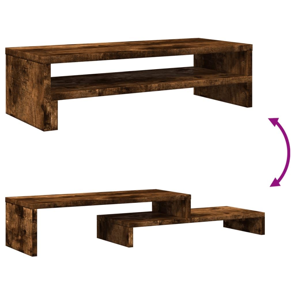 Supporto per monitor in rovere affumicato, 54 x 22 x 15 cm, rialzo ergonomico da scrivania in legno per ufficio e casa