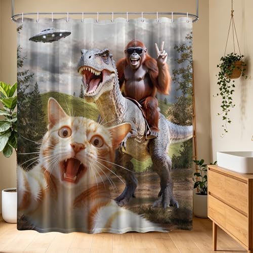 Image of Funny Orange Cat Shower Curtain, 70x72 in