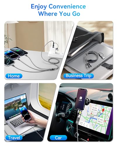 5 in 1 Multi Charging Cable,2Pack 4Ft Multiple Charger Cable USB A/C to Lightning/Type C/Micro USB Ports Multi Charger Cord Travel Universal Charging Cord for iPhone Series/Samsung/Tablets and More