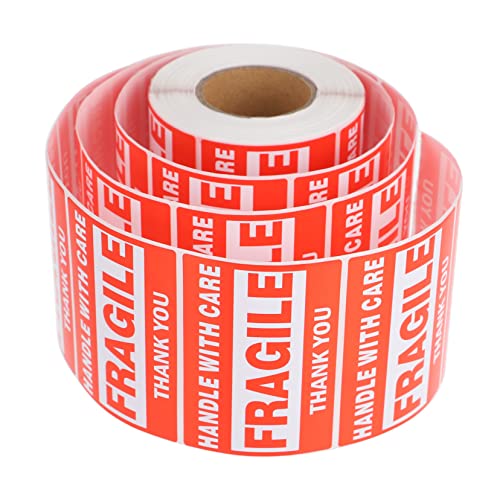 FUNOMOCYA 500 Pack Red White Fragile Shipping Care Sticker Labels Handle Care Warning Decals