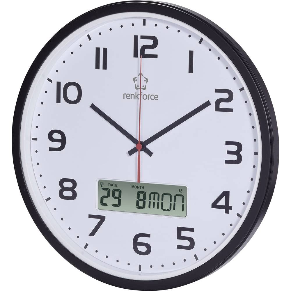 Renkforce HD-WRCL135 Funk Wanduhr 32 cm x 45 mm Schwarz