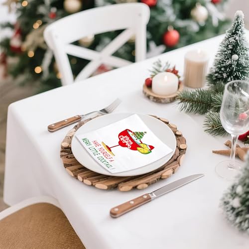 WRAPAHOLIC 50Pcs Christmas Paper Napkins - 3 Ply Xmas Wine Glass Disposable Cocktail Napkin for Christmas Party Supplies Tableware, Xmas Holiday - 5 x 5 In – Image 5