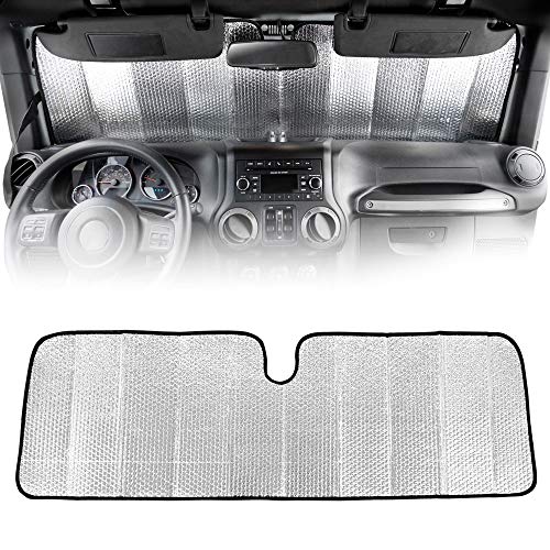 Bdk Sun Shade Fits 1987-2021 Jeep Wrangler Jk, Jl, Cj, Yj, Tj & 2020-2021 Jeep Gladiator, Custom Fit Windshield Foldable Accordion Uv Protection 53 X 16.5 Inches #TOP7