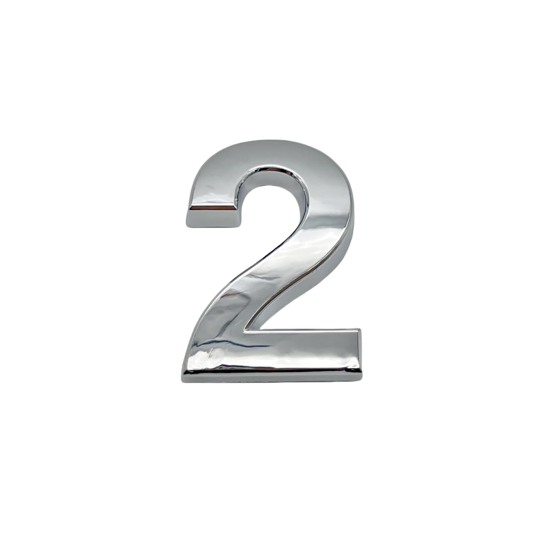 NanTun 3D Silver House Numbers Mailbox Number 2 Self-Adhesive 2 Inch Stickers for Doors and Mailboxes Hotel Room Apartment Office Cars Trucks — image 1