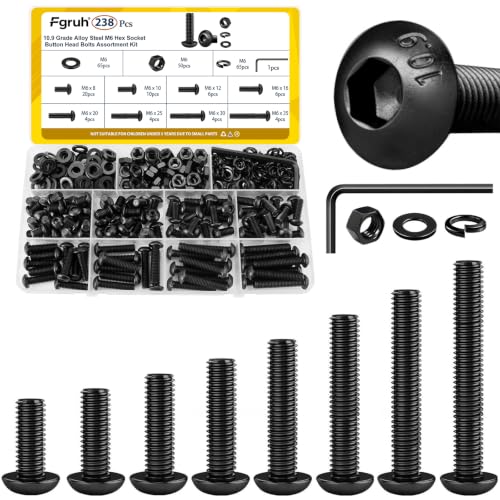 Image of 238PCS M6 Button Screws Assortment Kit, M6x8 /10 /12 /16 /20 /25 /30 /35 mm