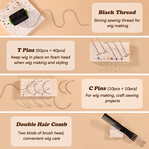 Mcwdoit 23 Inch Wig Stand Tripod With Head, 123Pcs Wig Head Set, Mannequin Head For Wigs Styling, 110Pcs Wig Pins, 3Pcs Wig Caps, 5 Pcs Clips, 1Pc Thread Bristle And 1Pc Brush Included #TOP4