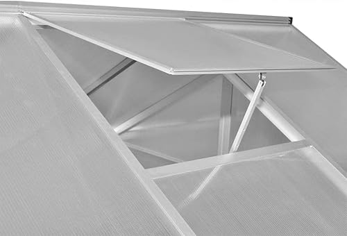 Miniatura 6 de vidaXL Amplio invernadero - 113.3 pies cuadrados - Paneles de aluminio reforzado y policarbonato resistente a los rayos UV con sistema de canalón y
