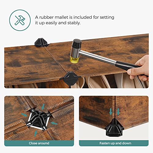 Songmics Shoe Rack, 10-Slot Storage Organizer Unit With Doors, Portable Cube Shoe Storage Organizer, Plastic Modular Diy Storage Shelf, Closet Divider For Clothes Bags Toys, Rustic Brown Ulpc506A01 #TOP7