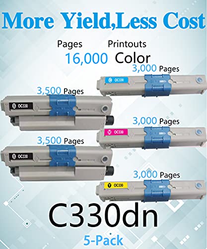 Mm Much & More Compatible Toner Cartridge Replacement For Oki Type C17 C330 Use With C330Dn C530Dn Mc361 Mc362W Mc561 Mc562W Mfp Mc352Dn Printers (5-Pack, 2 Black, Cyan, Magenta, Yellow) #TOP1