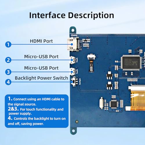 Image of 7 Inch Screen for Raspberry Pi, 1024x600 IPS HDMI Capacitive Screen LCD Display, Mini Portable Monitor Compatible with Raspberry Pi 5 /4 /3 BB Black Banana Pi Win11 /10 /8 /7 (Non-Touch)