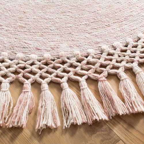Tapete redondo 5' boho hecho a mano rosa SAFAVIEH miniatura 3