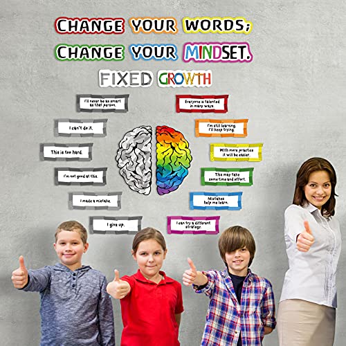 22 Pieces Classroom Bulletin Board Decor Growth Mindset Posters Banners Teacher Educational Poster Positive Sayings Accents Display Set For Elementary And Middle School Nursery Bedroom (Light Color) #TOP5