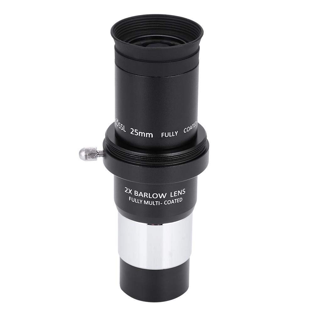 Goshyda Kit de Ocular Plossl, Conjunto de Ocular telescópico Plossl de 1.25 "4 mm/10 mm/25 mm + 2X Lente Barlow para fotografía de astronomía
