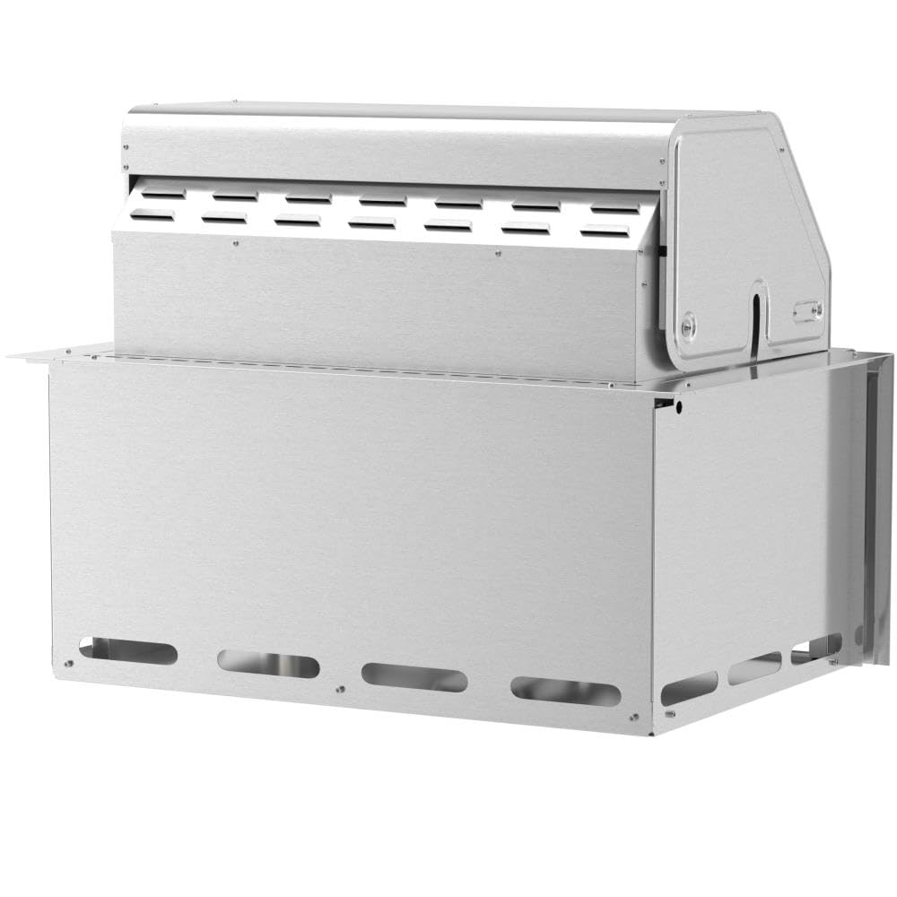 Einbau Gasgrill "Hermann XL - Deluxe" Edelstahl Einbaugrill mit Einfassung, Deckel und Fettwanne mit Frontauszug für Outdoor Küche Grillküche – 4x5kW Brenner – Made in Germany