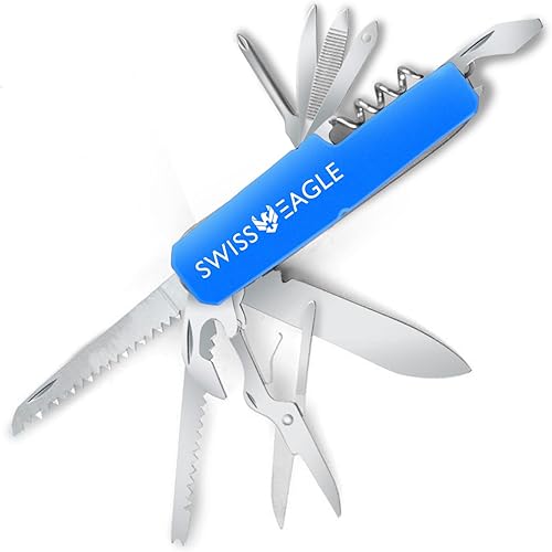 Swiss Eagle Cuchillo plegable multiherramienta_SEKNFC6BLU azul Blue, Rojo