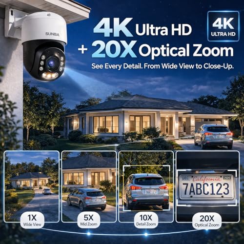 Image of 4K Mini PTZ Security Camera, 20X Optical Zoom Outdoor PoE Camera, Compact Pan Tilt Zoom Camera with Dual-Light Color Night Vision, Two-Way Audio, ONVIF, IP66 Waterproof, Remote Access (305-D20X 4K)