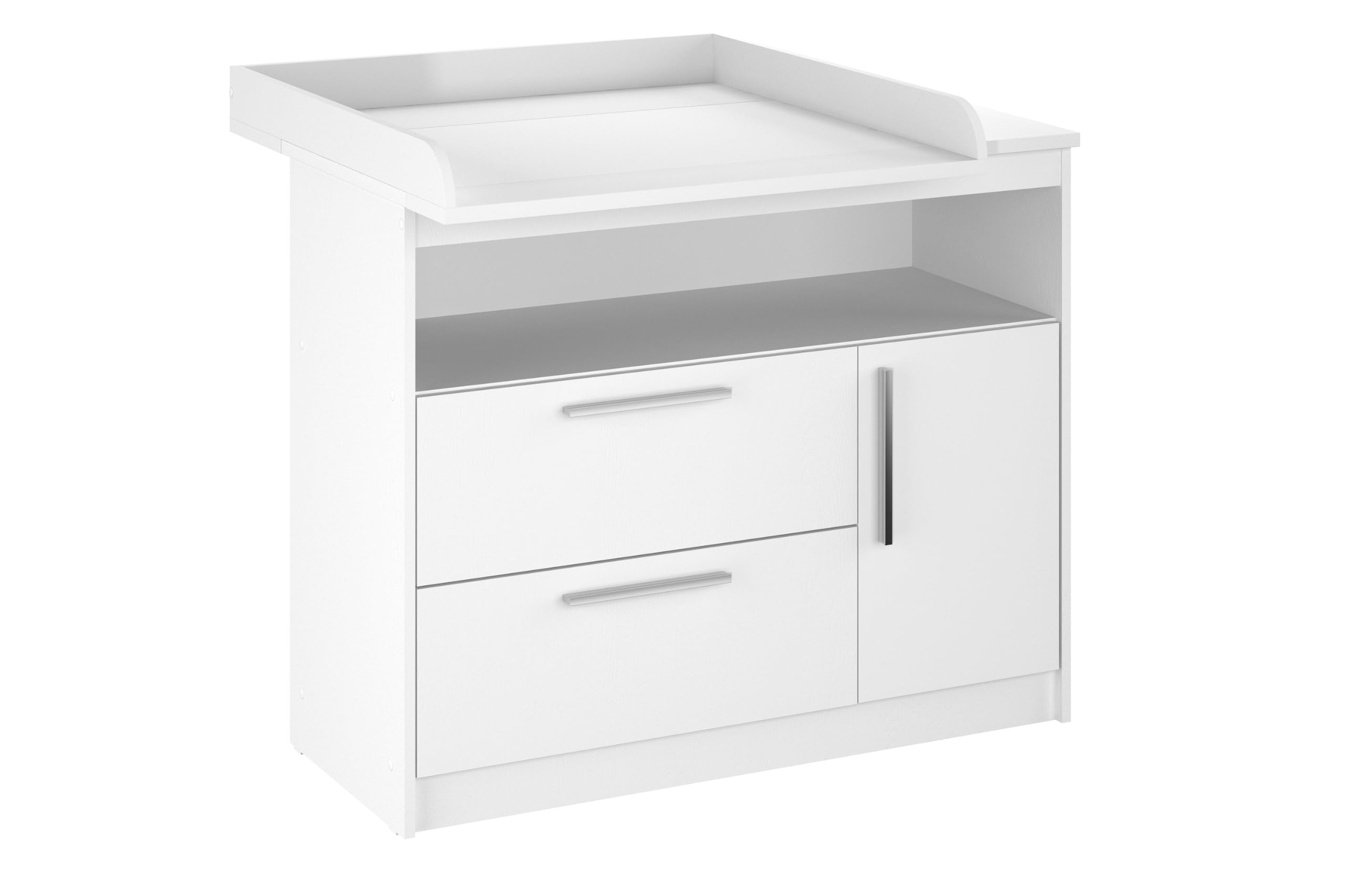 Shefa Kids 1150 Baby Changing Unit with Drawers, White Changing Table, Baby Dresser, Nursery Chest of Drawers, Nappy Changing Station