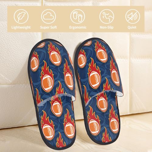 American Football And Fire Flames Print Women Slippers Home Furry Shoes Keep Men Couples Shoes Warm For Women-3