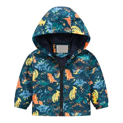 Toddler Kids Rain Jacket Boys Girls Casual Wind Printing Light Knee Length Coats for Spring Fall and Winter