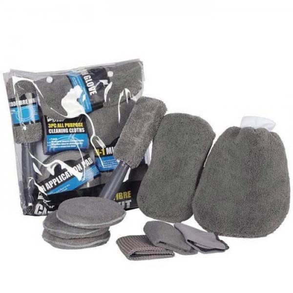 AutoTrends® 9pcs Dark Gray Car Wash Cleaning Kit Microfiber Auto Detailing Washing Tools Compatible for All Cars, Bikes, Offices, Homes-image-41