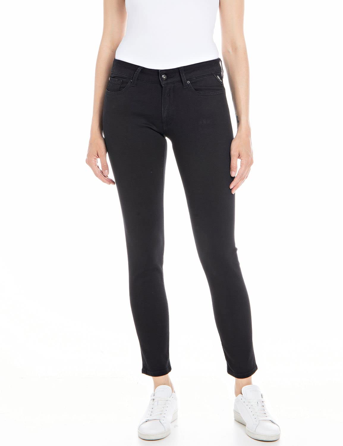 Replay Damen Jeans New Luz Skinny-Fit mit Comfort Stretch, Black 098-2 (Schwarz), 24W / 32L