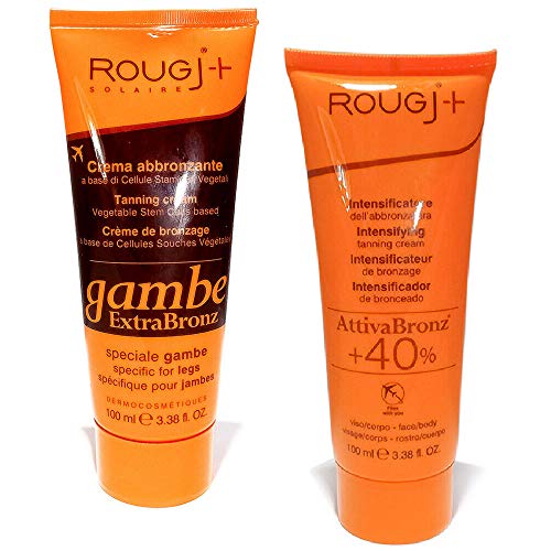Rougj + solaire Crema abbronzante Attiva bronz viso-corpo 100ml + Extra Bronz gambe 100ml - 1 kt