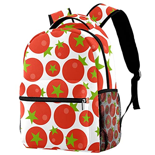 Sac à dos de voyage motif tomates rouges avec porte-bouteille pour enfants