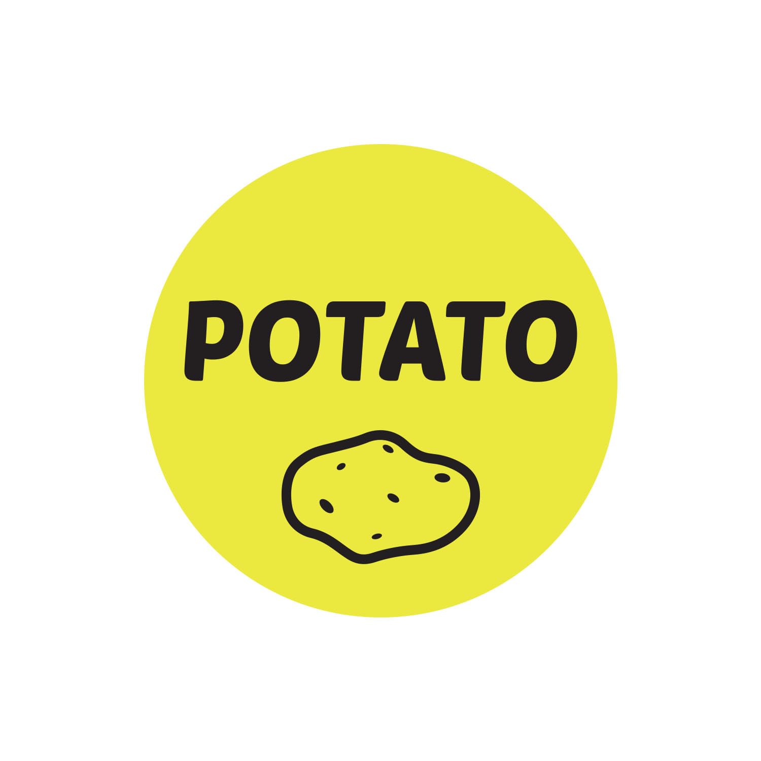600 Potato Stickers Labels, 1" Round Menu Meal Choice Sticker Deli Pantry Catering Food Truck Grocery Store Package Food - 2 Packs of 300 Yellow