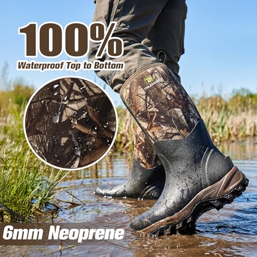 Image of Trudave Rubber Boots for Men & Women with Steel Shank, Mens Rain Boots Waterproof Insulated, Reliable 6mm Neoprene Warm Anti-slip High Traction Multi-season Dry Mud Boot for Outdoor, Work, Hunting