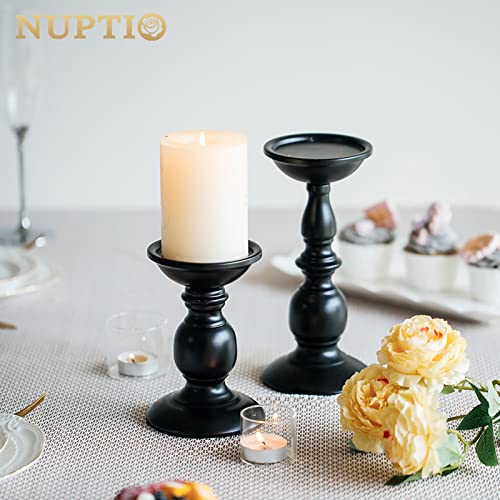 Nuptio-Black-Candle-Holder-for-Pillar-Candles-2-Pcs-Rustic-Candle-Holders-Set-Metal-Candle-Stand-Tall-Retro-Fall-Pillar-Candleholder-for-Halloween-Easter-Farmhouse-Fireplace-Home-Table-Centerpiece Nuptio Black Candle Holder for Pillar Candles 2 Pcs Rustic Candle Holders Set Metal Candle Stand Tall Retro Fall Pillar Candleholder for Halloween Easter Farmhouse Fireplace Home Table Centerpiece