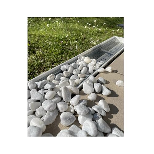 1 x 1m Length Drainage Light Grey Channel with Galvanised Gravel Grate for decorative stones or Gravel 90mm Deep for Gardens or domestic driveways A15