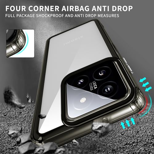 Image of Kapa Warrior Acrylic Clear Back Cover for Xiaomi 14 (5G) | Slim Shockproof [Military Grade Protection] Hybrid Bumper Case (Grey Sides)