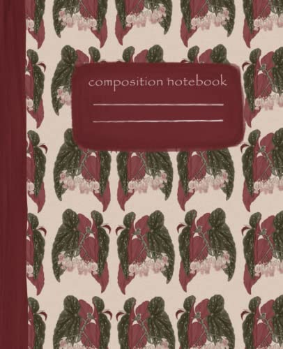 Composition Notebook- Polka Dot Begonia Vintage College Ruled Lined NoteBook. 7.5 x 9.25 110 Pages. Houseplant Log Journal.: Aesthetic Notebook, ... for Home School, Students Kids and College