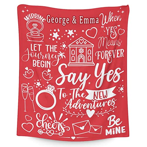 Custom Wedding Throw Blanket - Soft, Fuzzy & Warm - 50x60 Inches Marriage Prayer Blankets for Bride, Groom - Red Modern Throws Gifts for Newlywed Couples