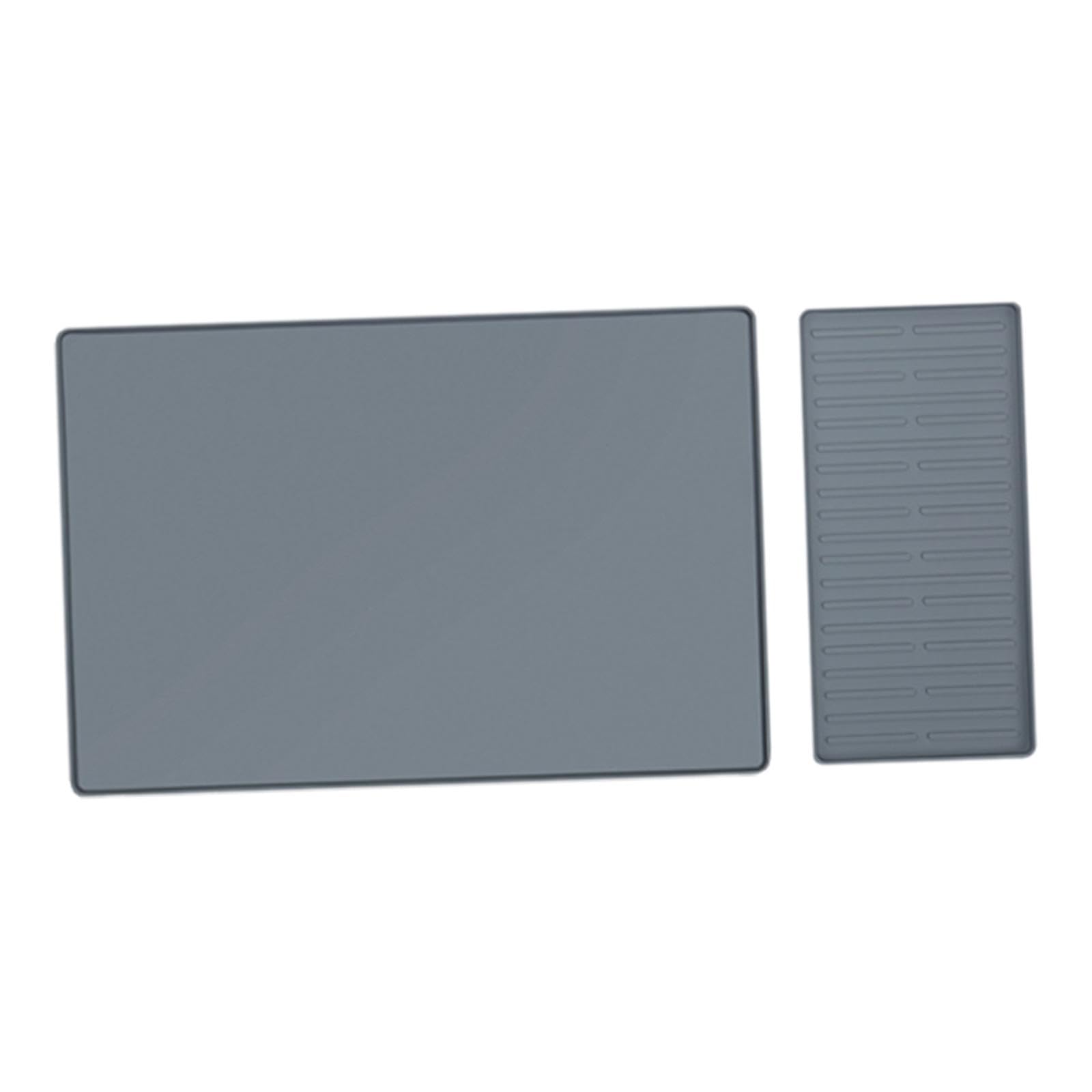 2 Stück Kaffeepad Abtropfmatte für Kaffeebar Flexible Kaffeemaschinenmatte mit Rand Geschirrmatte für Teestube Café Küche Bäckerei, Grau