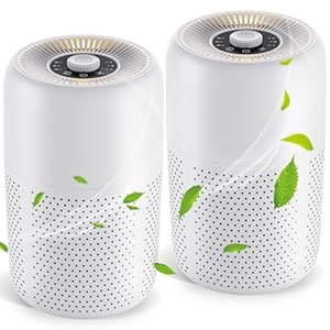 2 Pack TPLMB Air Purifiers for Bedroom H13 HEPA Filter,Fragrance for Better Sleep,Small Air Purifier with Nightlight Speed Control,For Home Living Room Dorm,24dB Filtration System,P60 (2, White)