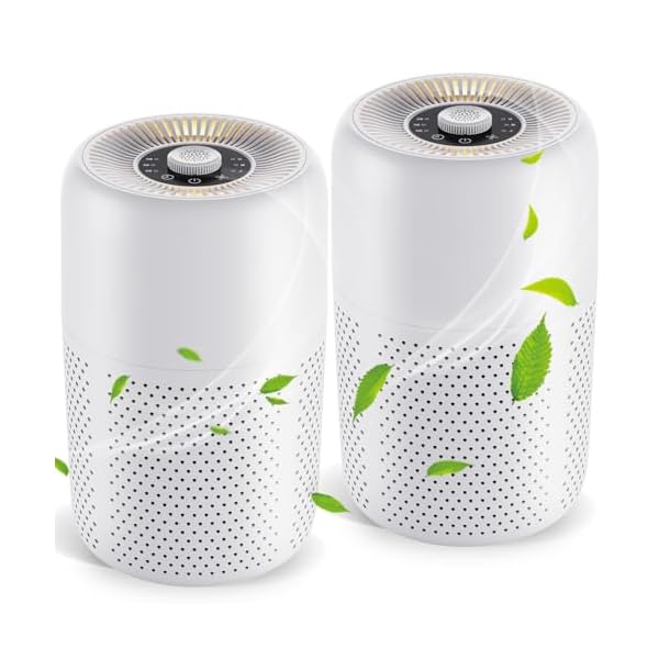 2 Pack TPLMB Air Purifiers for Bedroom H13 HEPA Filter,Fragrance for Better Sleep,Small Air Purifier with Nightlight Speed Control,For Home Living Room Dorm,24dB Filtration System,P60 (2, White)