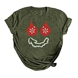 T-Shirt de Noël pour Femmes Funny Graphic Party Gift Tee Shirts Casual Short Sleeve Tops Chandails Tuniques Noirs pour Femmes Habillées
