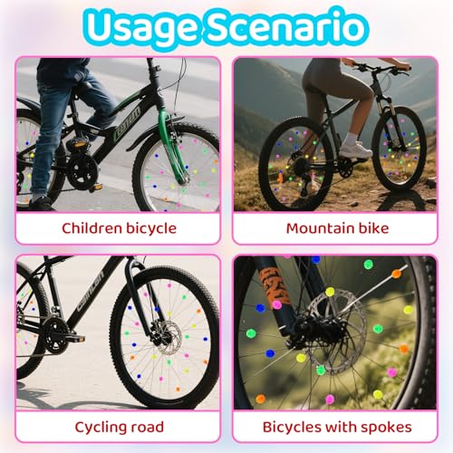 Pretwad Bike Spoke Beads for Kids Wheel - 72 PCS Colorful Plastic Spokey Dokeys Clip Easily on Bicycle Spokes, Children\'s Bike Spokes Accessoriess Wheel Decorations Covers for Boys & Girls