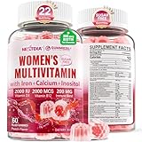 Picture of Methylated Multivitamin for Women Gummies, Calcium, D3 K2, Methylfolate & B12, Inositol, Daily Vitamin A C E, B Complex, Biotin, Zinc, Iron -Energy, Immune, Bone, Skin, Hair, Sugar Free, 60Cts