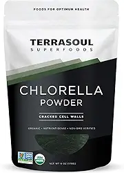Terrasoul Superfoods Chlorella em pó orgânico (paredes celulares rachadas), 170 g