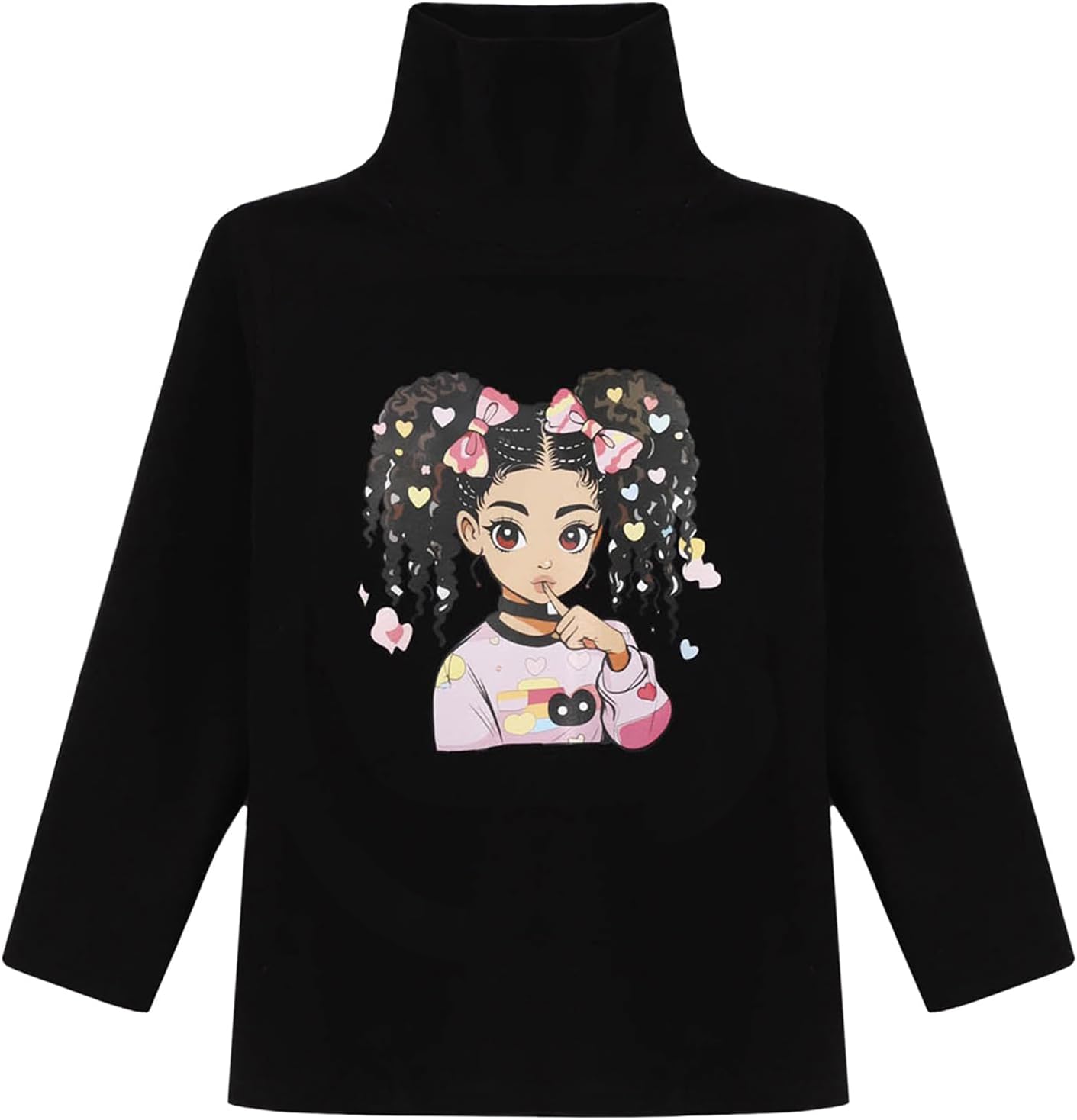 Kids Fleece Thermal Top Printed High Turtle Neck Long Sleeve Thick Shirt