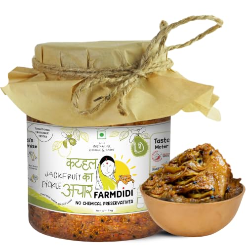 Image of FarmDidi Jackfruit Pickle 1kg in Fresh Handmade Kathal ka Achar in Mustard Oil Spicy & Tangy Homemade Pickle Traditional Jackfruit Achaar No Chemical Preservatives